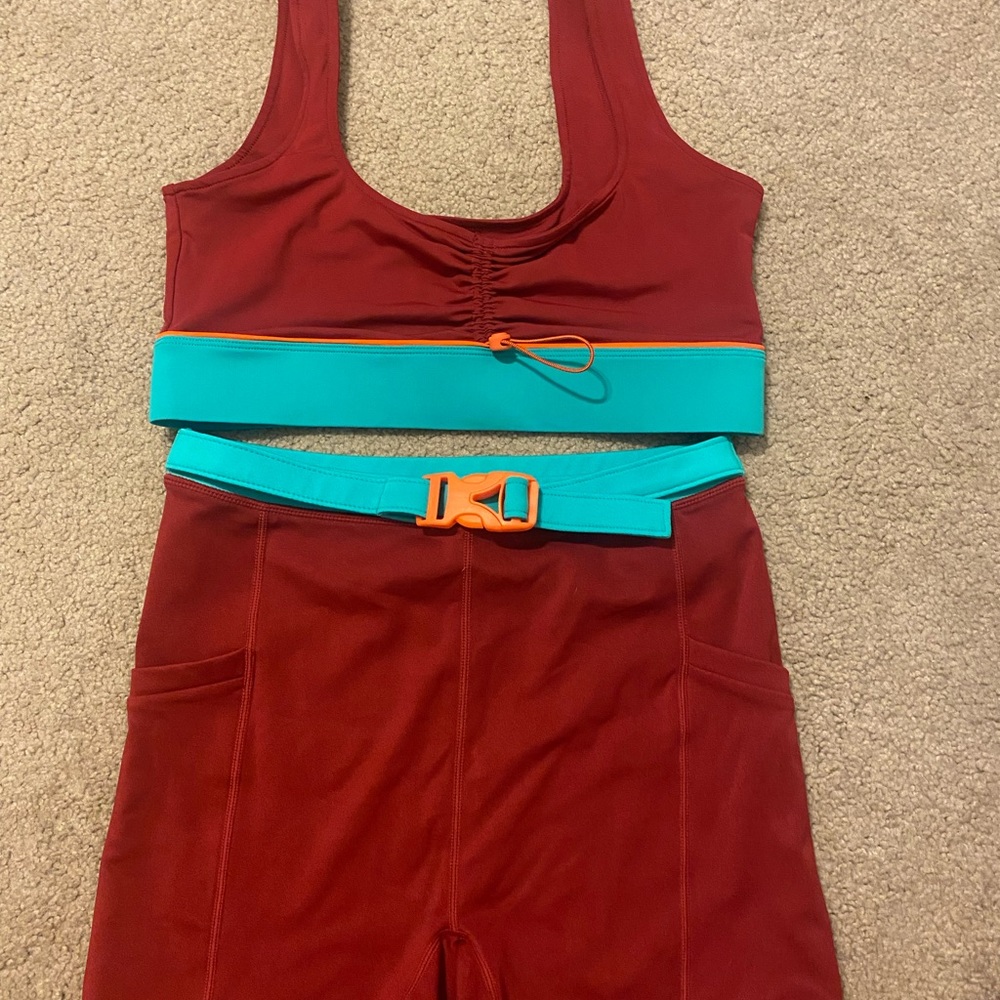 Fabletics Motion 365 Matching Set Size M Maroon C… - image 1